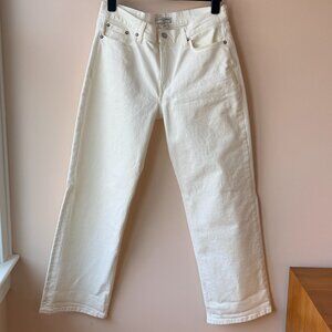 Banana Republic Ivory Relaxed Straight Jeans Size 30 High Rise Cream Denim